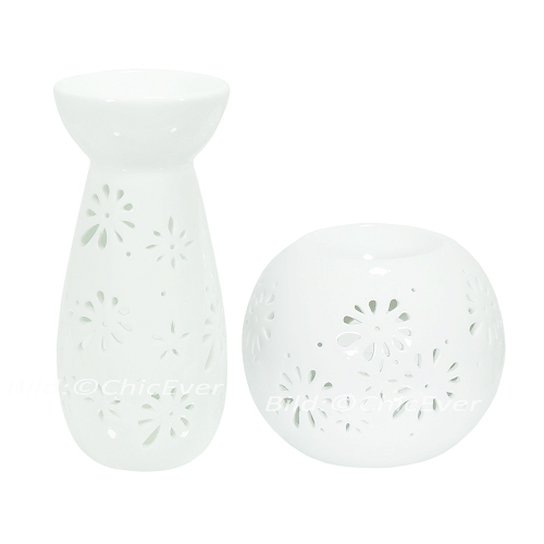 2x Duftlampen Keramik Aromalampen Duftstövchen weiss 4176 - zum Schließen ins Bild klicken